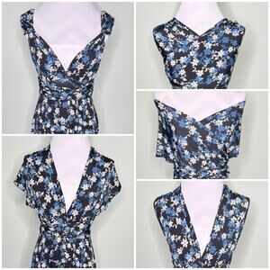 Lapis Blue Floral Multiway Convertible Infinity Midi Dress Size Medium